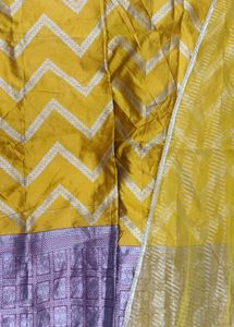 unstitched yellow banarsi suit