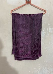 Wine color saree with pearl embedded blouse
