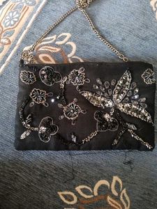 Embellished Black Clutch Bag