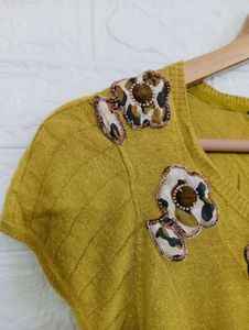 Chic Embellished Yellow Top