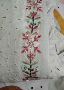 Boho Embroidered Mint Green Dress