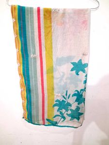 Vibrant Striped Floral Dupatta