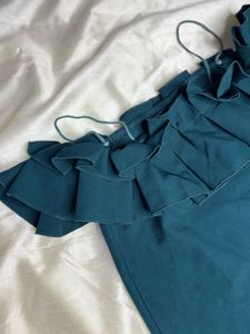 Teal Off-Shoulder Ruffle Top