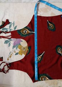 Boho Chic Peacock Feather Print Maroon Kurti