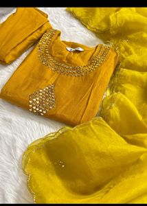 Yellow Embroidered Kurta Set with Dupatta
