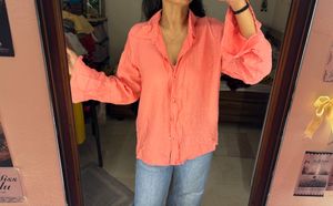 Coral Textured Collared Shirt