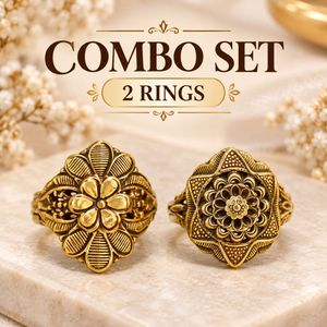 Antique Gold Tone Combo Ring Set