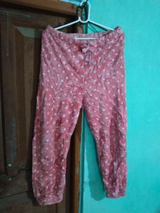 length 36,Cozy Pink Polka Dot Pajama Pants