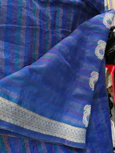 Elegant Blue Striped Saree