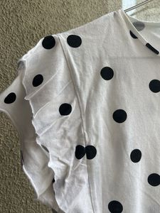 White Polka Dot Ruffle Sleeve Top