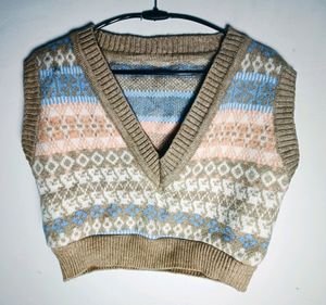 Korean Style Women V-neck Vintage Sweater