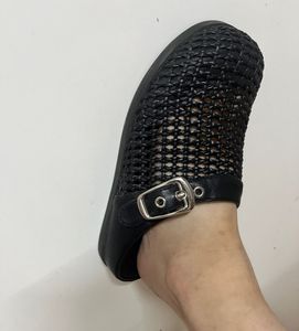 Black Woven Slip-On Clogs