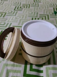 Beige And Brown 2 Stair Lunch Box