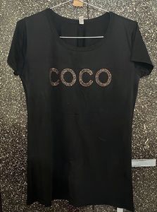 Stylish Black "COCO" Rhinestone T-Shirt
