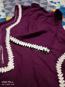 purple kurta set with lace work