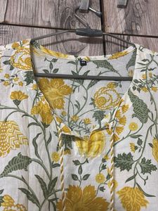 Yellow Floral Print Kurta