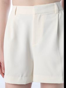 Cream Pleated Tailored Shorts