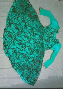 Stylish Teal Floral Print Dress