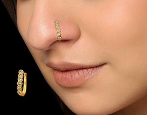 Elegant Gold Plated Nose Ring with Stones