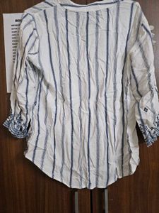 Embroidered Striped Cotton Blouse