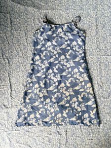Blue Floral Print Mini Dress