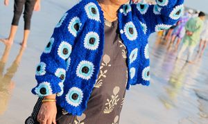 Handmade Boho evilEye Pattern Knit Sweater