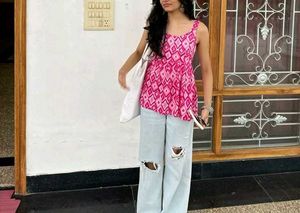 Stylish Pink Geometric Print Tunic