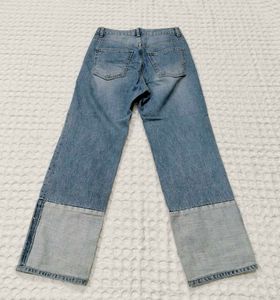 Women's Blue Denim Jeans with Contrast Cuffs