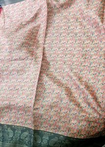 Brand New Floral Print Saree with GreenBorder