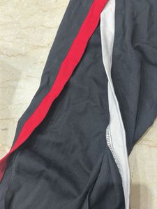 Stylish Black Track Pants with Red &amp; White Stripes