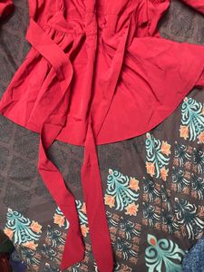 Vibrant Red Peplum Blouse