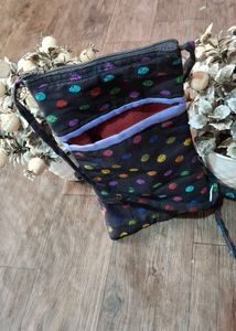 Cute Polka Dot Sling Bag with 3 multiple ipsZipper