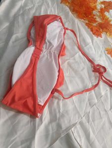 Coral Ruffled Bikini Top