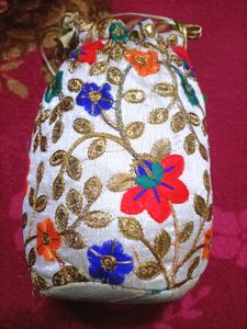 Floral Embroidered Potli Bag