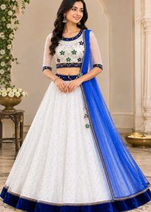 White & Blue Lehenga Choli