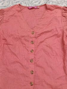Cute Pink Broderie Anglaise Puff Sleeve Top