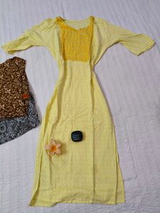 Yellow Sequined Kurta Set