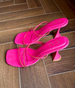 Hot Pink Embellished Heeled Sandals