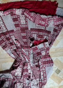 Maroon Ethnic Print Maxi Dress