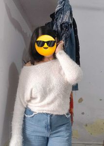 Cozy Off-Shoulder Fuzzy Sweater