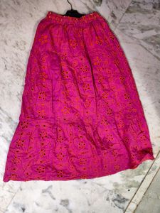Pink Broderie Anglaise Ethnic Skirt