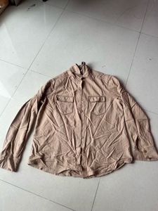 Casual Beige Button-Up Shirt