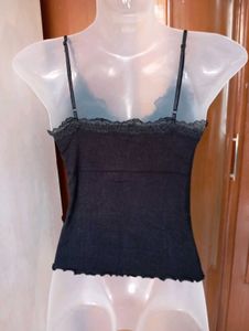 Black Lace Trim Camisole Top