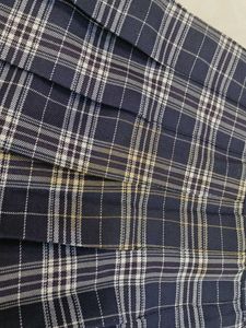 Navy Plaid Pleated Mini Skirt