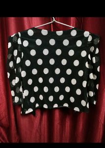Polka Dot Cropped Black Jacket