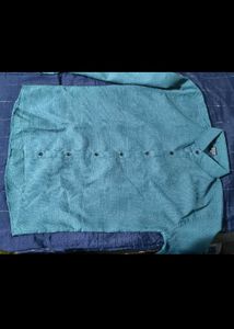 New Teal Textured Button Shirt