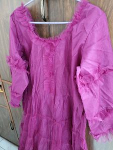Elegant Purple Gown with Ruffles