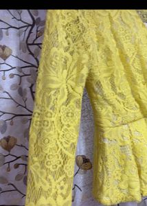 Stunning Yellow Lace Peplum Top