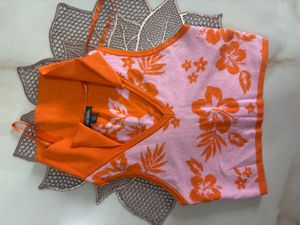 Vibrant Floral Collared Sleeveless Top