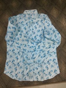 Light Blue Floral Button-Up Shirt